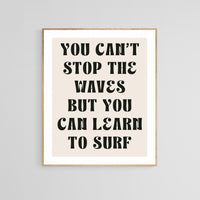 Modern Typography Art Print - Learn To Surf