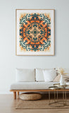 Modern Abstract Art Print - Orange Blue Mandala