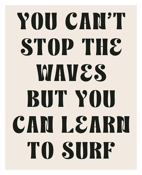 Modern Typography Art Print - Learn To Surf