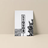 Blank Note Card - Liquor Sign In Black And White