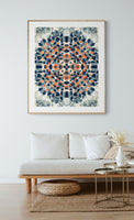 Modern Abstract Art Print - Blue Orange Mandala