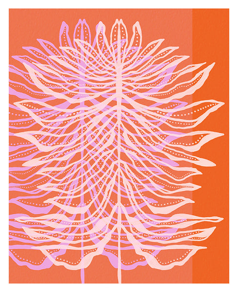Modern Botanical Art Print - Coral Palm #1