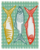 Modern Art Print - Sardines With Blue Check