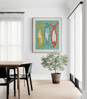 Modern Art Print - Sardines With Blue Check