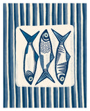 Modern Art Print - Sardines With Stripes (Blue)