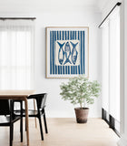 Modern Art Print - Sardines With Stripes (Blue)