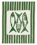 Modern Art Print - Sardines With Stripes (Green)