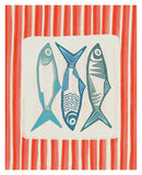Modern Art Print - Sardines With Stripes (Pink)