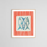 Modern Art Print - Sardines With Stripes (Pink)