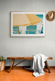 Modern Coastal Art Print - Yellow Umbrella #1