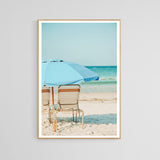 Modern Coastal Art Print - Blue Umbrella #1