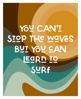 Modern Typography Art Print - Learn To Surf