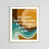 Modern Typography Art Print - Learn To Surf