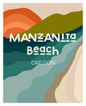 Destination: Manzanita Beach, Oregon  - Modern Typography Art Print