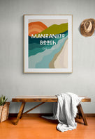 Destination: Manzanita Beach, Oregon  - Modern Typography Art Print