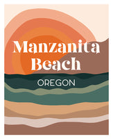 Destination: Manzanita Beach, Oregon  - Modern Typography Art Print