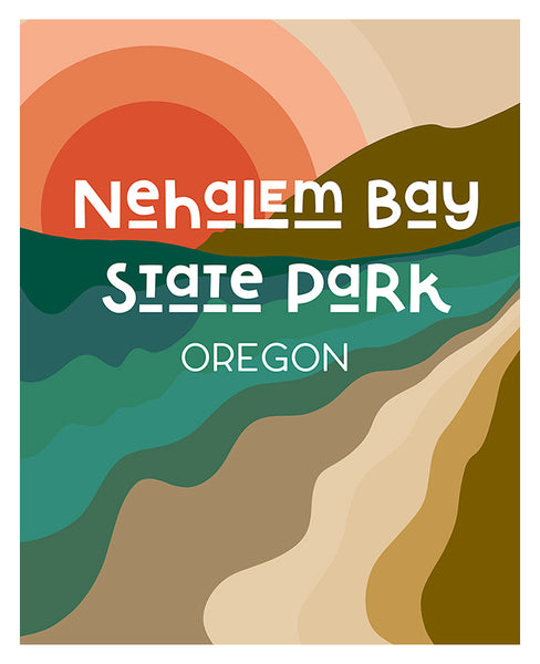Destination: Nehalem Bay State Park, Oregon  - Modern Typography Art Print