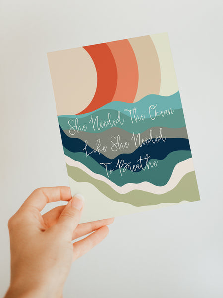 She Needed The Ocean - Blank Note Card