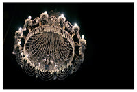 Dramatic, fine art photograph of a crystal chandelier. Photographed  by Alicia Bock.