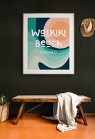 Destination: Waikiki Beach, Hawaii - Modern Typography Art Print