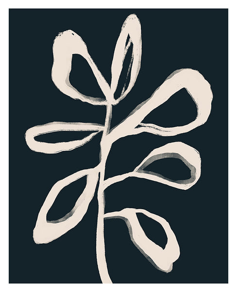 Navy Botanical #4 - Modern Floral Art Print