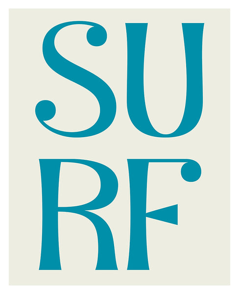 Surf (Blue) - Typography Art Print