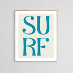 Surf (Blue) - Typography Art Print