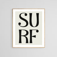 Surf (Black) - Typography Art Print