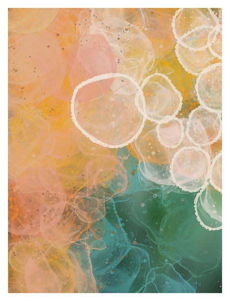 Peach and Turquoise - Abstract Art Print