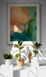 Tangerine and Mint - Abstract Art Print